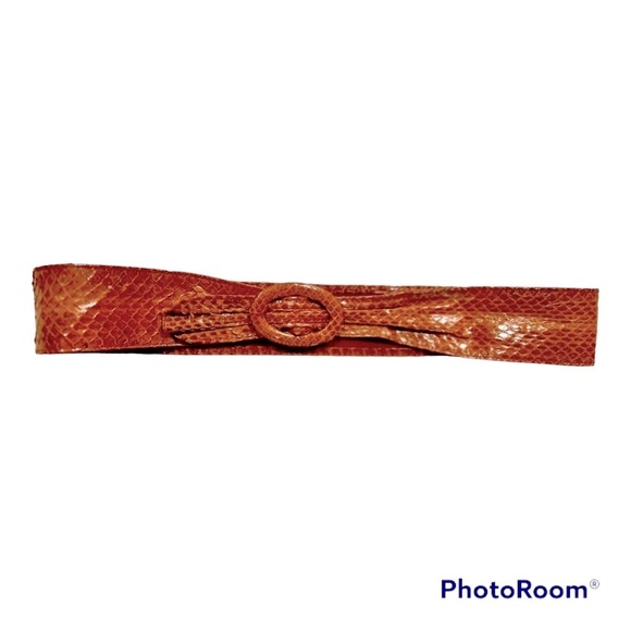 Vintage Brown Snakeskin Belt Size Medium - Large - Picture 4 of 6